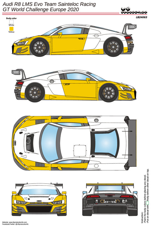 LB Production 24063 1/24 Audi R8 LMS Evo Team Sainteloc Racing- GT World Challenge Europe 2020