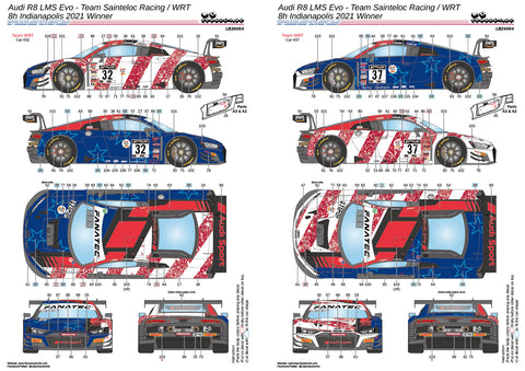 LB Production 24064 1/24 Audi R8 LMS Evo Team Sainteloc Racing/WRT – 8H Indianapolis 2021 Winner