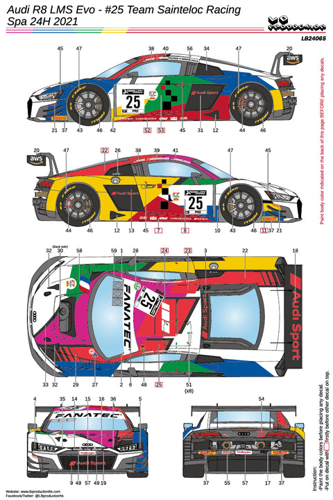 LB Production 24065 1/24 Audi R8 LMS Evo #25 Team Sainteloc Racing- Spa 24H 2021
