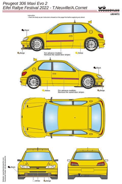 LB Production 24071 1/24 Peugeot 306 Maxi Evo 2 Eifel Rallye Festival 2022 - T.Neuville/A.Cornet