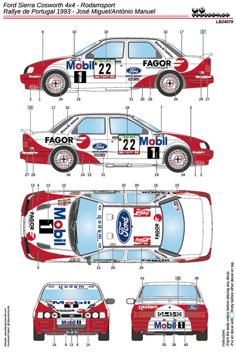 LB Production 24079 1/24 Ford Sierra Cosworth 4x4 - Rodamsport - Rallye de Portugal 1993 – Jose Miguel/Antonio Manuel