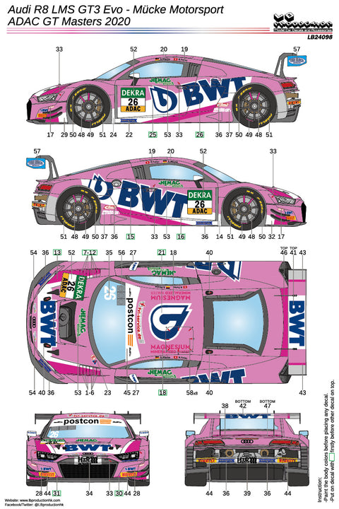 LB Production 24098 1/24 Audi R8 LMS GT3 Evo - Mucke Motorsport ADAC GT Masters 2020
