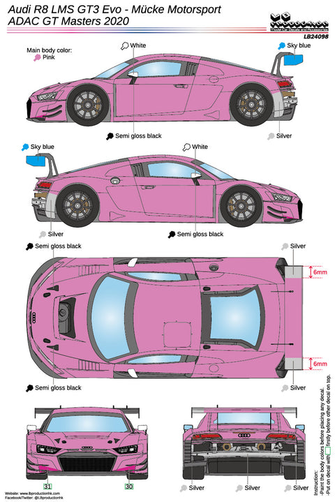 LB Production 24098 1/24 Audi R8 LMS GT3 Evo - Mucke Motorsport ADAC GT Masters 2020