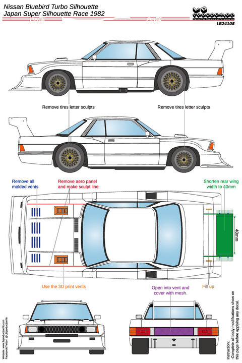 LB Production 24105 1/24 Nissan Bluebird Turbo Silhouette - Japan Super Silhouette Race 1982