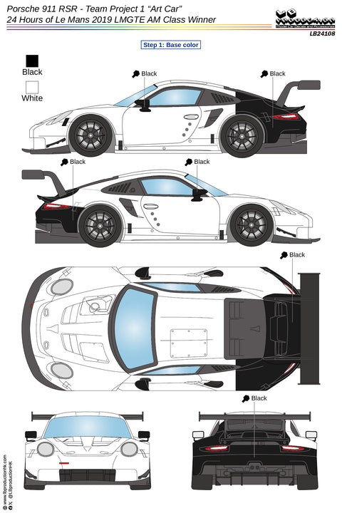 LB Production 24108 1/24 Porsche 911 RSR - Team Project 1 "Art Car" - 24 Hours of Le Mans 2019 LMGTE AM Class winner