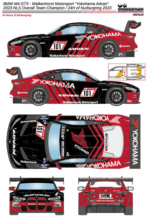 LB Production 24115 1/24 BMW M4 GT3 - Walkenhorst Motorsport "Yokohama Advan" - 2023 NLS Overall Team Champion / 24H of Nurburgring 2023