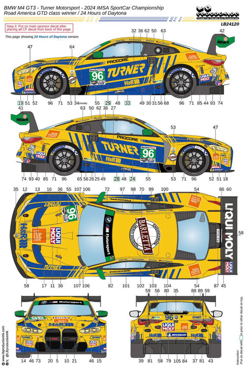 LB Production 24120 1/24 BMW M4 GT3 - Turner Motorsport - 2024 IMSA SportCar Championship - Road America GTD class winner / 24 Hours of Daytona