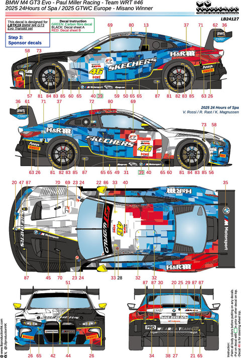LB Production 24127 1/24 BMW M4 GT3 Evo - Team WRT #46 2025 24 Hours of SPA / 2025 GTWC Europe - Misano Winner