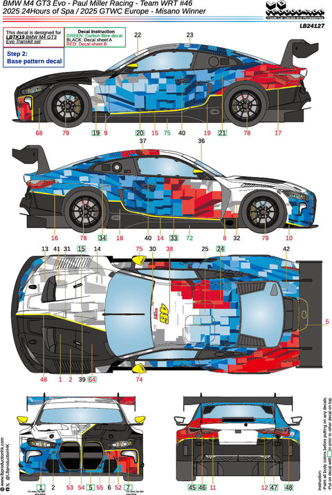LB Production 24127 1/24 BMW M4 GT3 Evo - Team WRT #46 2025 24 Hours of SPA / 2025 GTWC Europe - Misano Winner