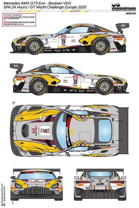 LB Production 24131 1/24 Mercedes AMG GT3 Evo - Boutsen VDS SPA 24 Hours / GT World Challenge Europe 2025