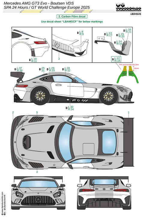 LB Production 24131 1/24 Mercedes AMG GT3 Evo - Boutsen VDS SPA 24 Hours / GT World Challenge Europe 2025