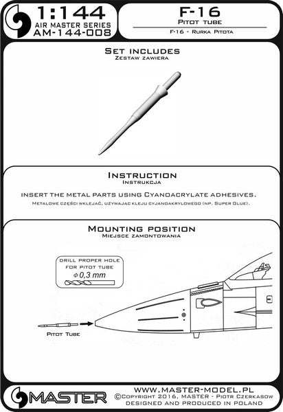 MASTER AM-144-008 1/144 F-16 - Pitot Tube