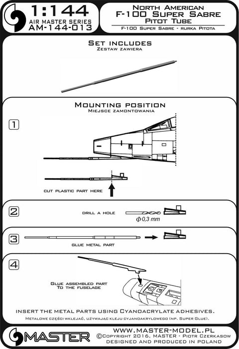 MASTER AM-144-013 1/144 F-100 Super Sabre - Pitot Tube