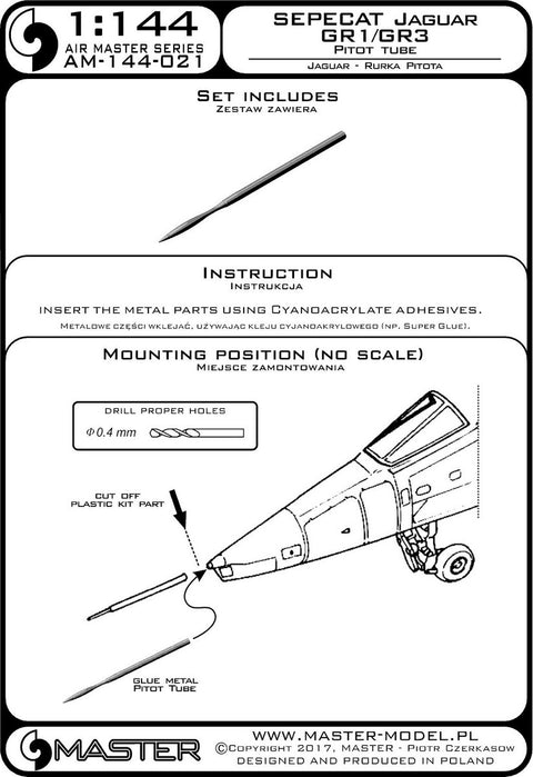 MASTER AM-144-021 1/144 SEPECAT Jaguar GR1/GR3 - Pitot Tube