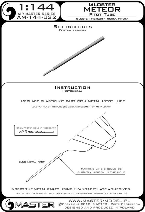 MASTER AM-144-032 1/144 Gloster Meteor - Pitot Tube