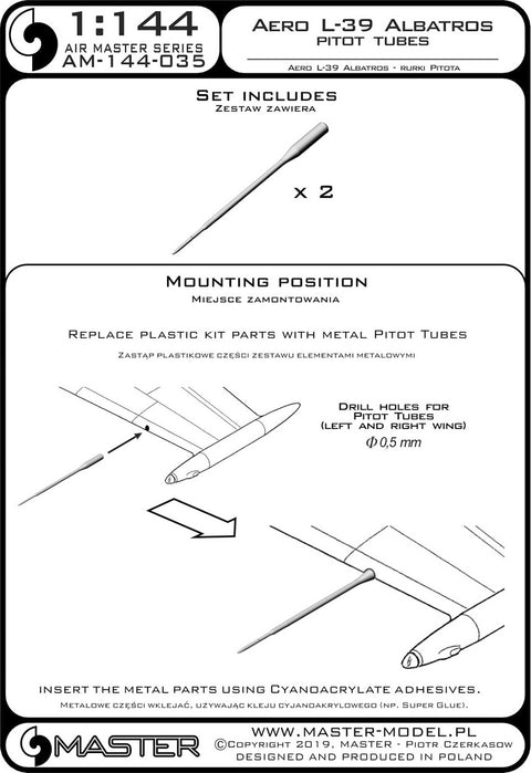 MASTER AM-144-035 1/144 Aero L-39 Albatros - Pitot Tubes