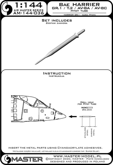 MASTER AM-144-036 1/144 Harrier GR.1 / T.2 / AV-8A / AV-8C - Pitot Tube