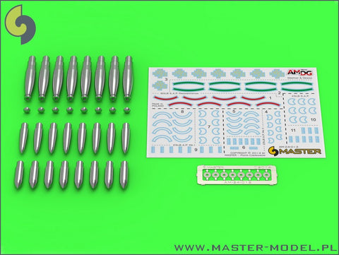 MASTER AM-24-013 1/24 Additional types of warheads for British RP-3 Rocket (60LB F, 25LB SAP, 25LB AP) – to use with set AM-24-011 and AM-24-012