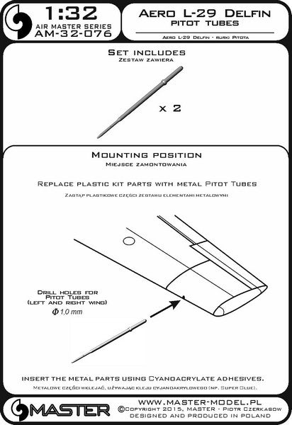 MASTER AM-32-076 1/32 Aero L-29 Delfin - Pitot Tubes