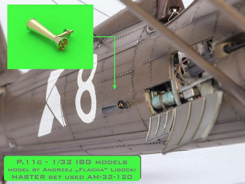 MASTER AM-32-120 1/32 PZL P.11c  - details set - wz. 33 machine gun barrels, gunsight and Venturi Tube (for IBG model)