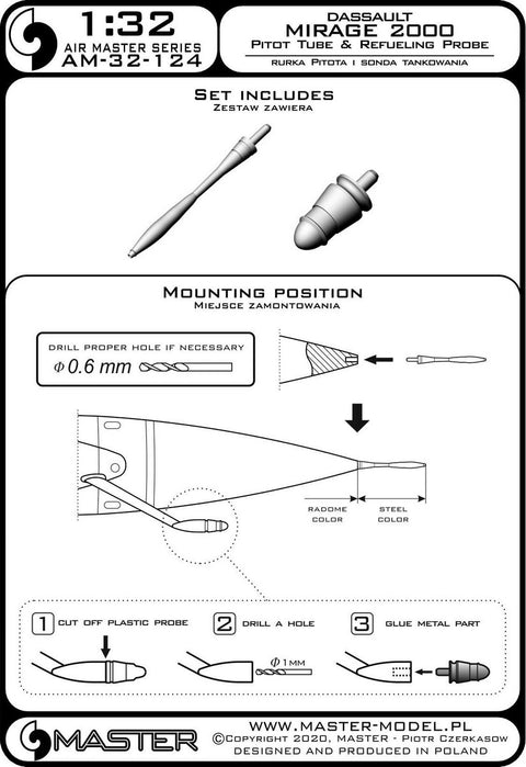 MASTER AM-32-124 1/32 Dassault Mirage 2000 -  Pitot Tube and Refueling Probe