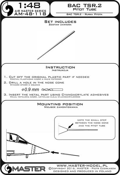 MASTER AM-48-118 1/48 BAC TSR.2 - Pitot Tube