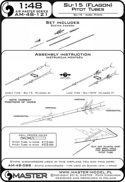 MASTER AM-48-121 1/48 Su-15 (Flagon) - Pitot Tubes (optional parts for all versions)