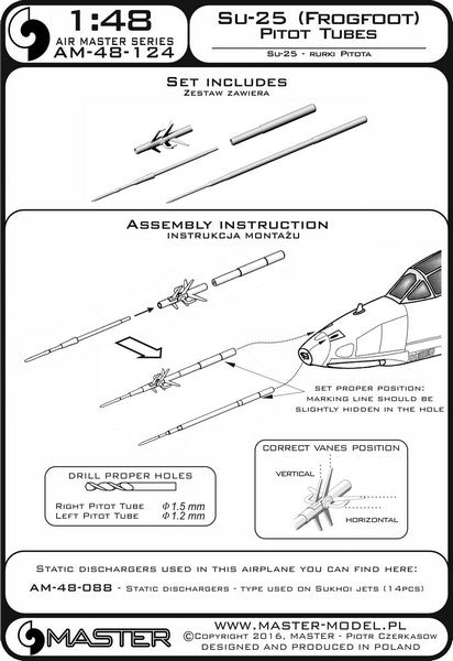 MASTER AM-48-124 1/48 Su-25 (Frogfoot) - Pitot Tubes