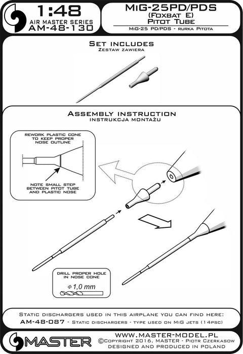 MASTER AM-48-130 1/48 MiG-25PD/PDS (Foxbat E) - Pitot Tube