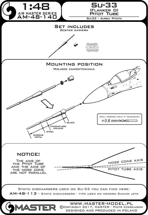 MASTER AM-48-140 1/48 Su-33 (Flanker D) - Pitot Tube