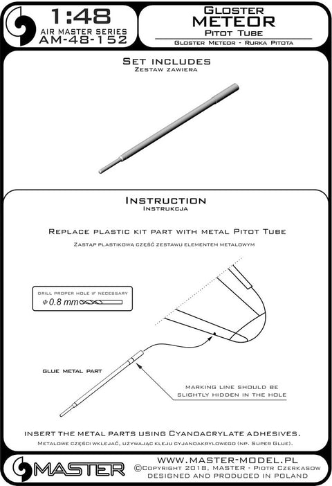 MASTER AM-48-152 1/48 Gloster Meteor - Pitot Tube