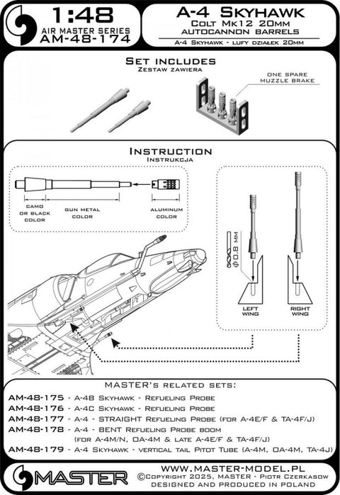 MASTER AM-48-174 1/48 A-4 Skyhawk - Colt Mk12 20mm autocannon barrels