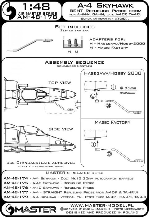 MASTER AM-48-178 1/48 A-4 Skyhawk - BENT refueling probe boom (used on versions A-4M/N, OA-4M & late A-4E/F & TA-4F/J)
