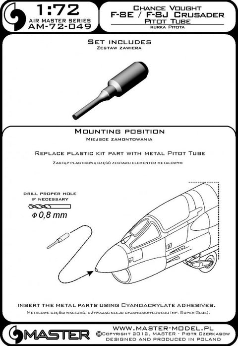 MASTER AM-72-049 1/72 Chance Vought F-8E, J Crusader - Pitot Tube