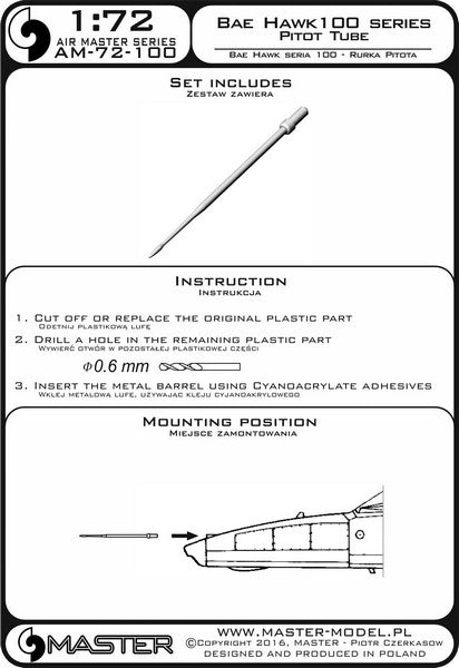 MASTER AM-72-100 1/72 BAE Systems Hawk 100 series - Pitot Tube