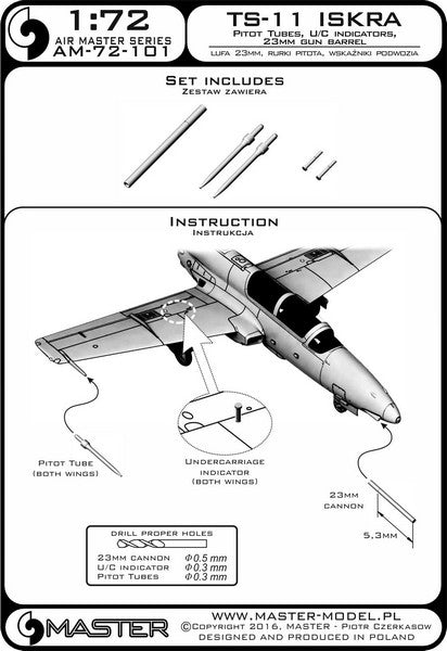 MASTER AM-72-101 1/72 TS-11 Iskra - Pitot Tubes and 23mm gun barrel