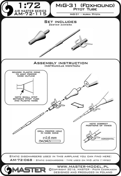 MASTER AM-72-115 1/72 MiG-31 (Foxhound) - Pitot Tube
