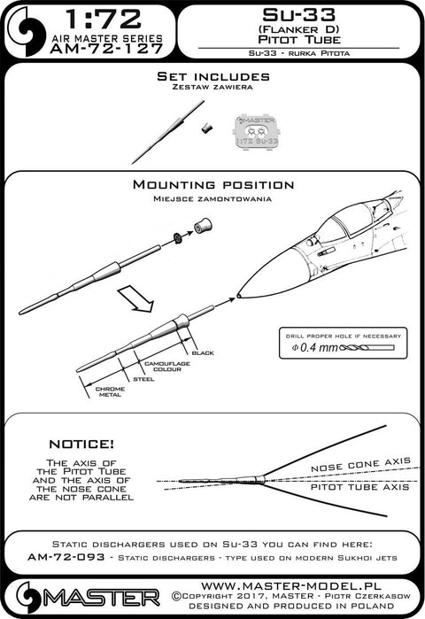 MASTER AM-72-127 1/72 Su-33 (Flanker D) - Pitot Tube