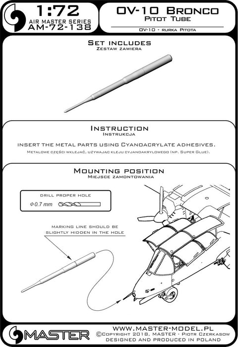 MASTER AM-72-138 1/72 OV-10 Bronco - Pitot Tube