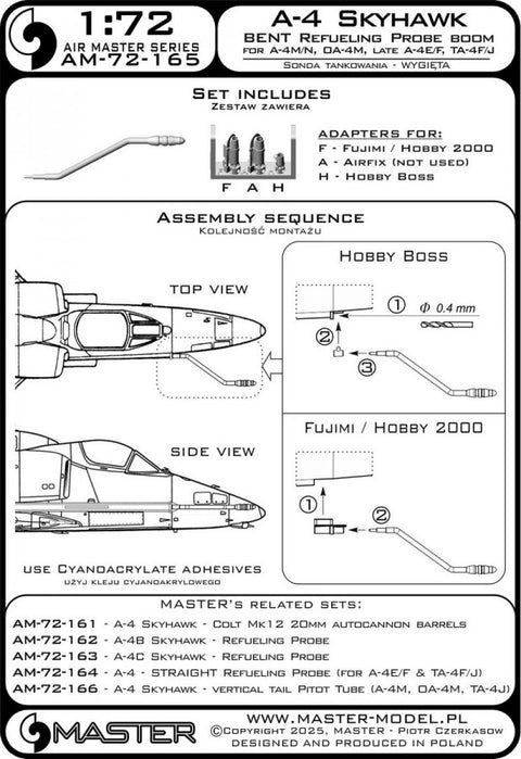 MASTER AM-72-165 1/72 A-4 Skyhawk - BENT refueling probe boom (used on versions A-4M/N, OA-4M & late A-4E/F & TA-4F/J)