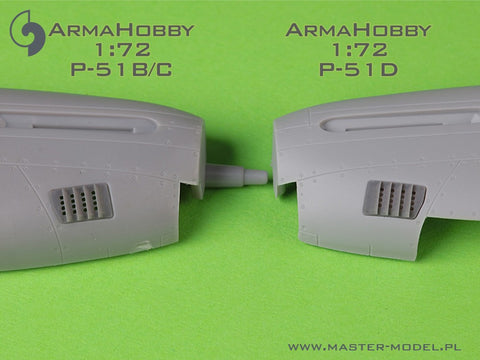 MASTER AM-72-173 1/72 P-51 Mustang - carburator air filter cover - RAF louvred type - version B (for Arma Hobby)