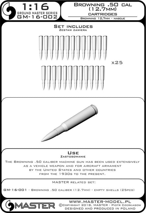 MASTER GM-16-002 1/16 Browning .50 caliber (12.7mm) - cartridges (25pcs)