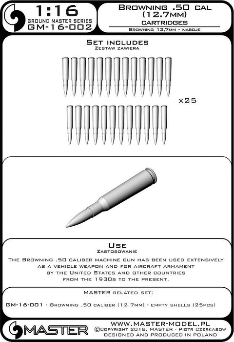 MASTER GM-16-002 1/16 Browning .50 caliber (12.7mm) - cartridges (25pcs)