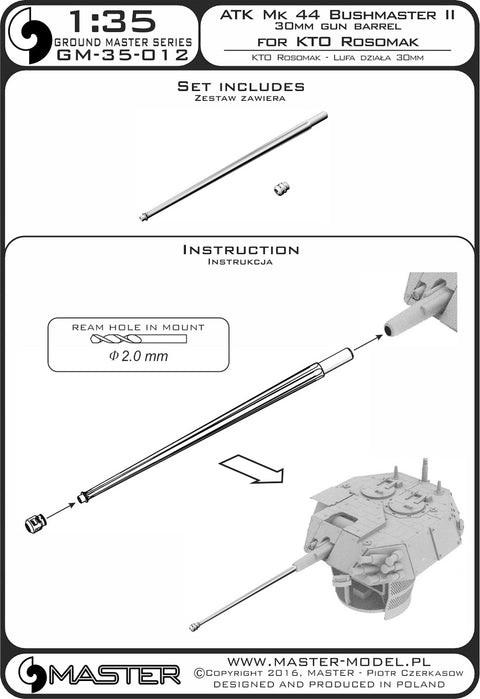 MASTER GM-35-012 1/35 ATK Mk 44 (Bushmaster II) 30mm gun barrel - used on KTO Rosomak and other vehicles (1pc)