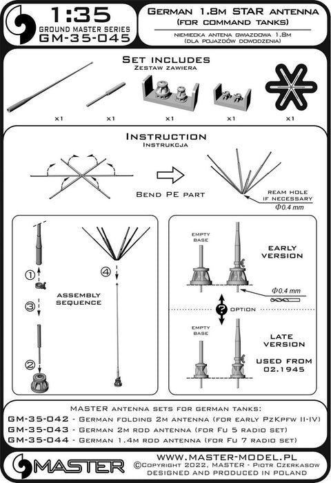 MASTER GM-35-045 1/35 German WWII 1,8m star antenna (for command tanks) (1pc)