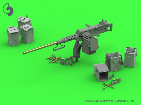 MASTER GM-35-070 1/35 Browning M2HB .50 cal (12,7mm) - for M10 Tank Destroyer (D70627 cradle with small 50 round ammo can D68375)