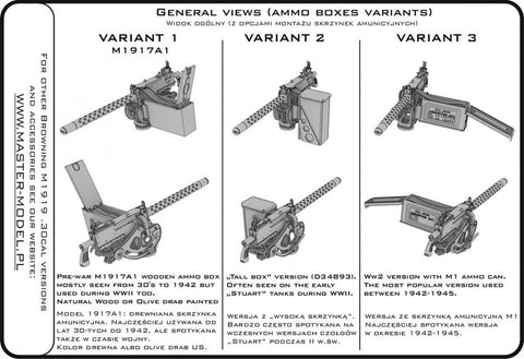 MASTER GM-35-087 1/35 Browning M1919 A4 .30 cal (7,62mm) - with anti-aircraft M20 mount (used e.g. on M3 Stuart) or D7431 cradle (e.g. M3 Scout Car)