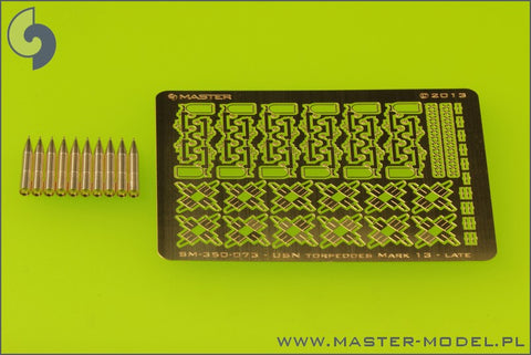 MASTER SM-350-073 1/350 USN Airborne torpedoes Mark 13 (22.4in) with trolleys - improved type (10pcs)