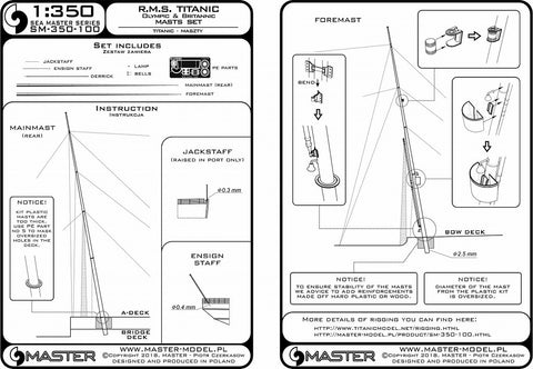 MASTER SM-350-100 1/350 R.M.S. Titanic (Olympic, Britannic) - masts set