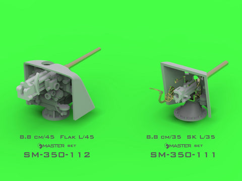 MASTER SM-350-111 1/350 German gun 8,8cm/35 (3.46in) SK L/35 - used in early 1900's (e.g. Schlezwig-Holstein 1908) - (resin, PE and turned parts) - (4pcs)